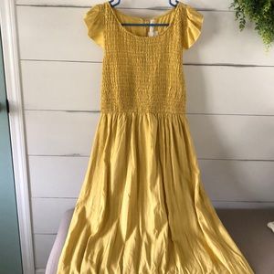 Yellow ruffle sleeve maxi dress
